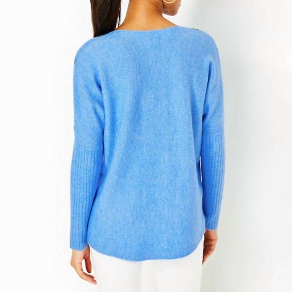 Lilly Pulitzer Arna Boat Neck sweater in Heathered Abaco Blue, M - Picture 3 of 7